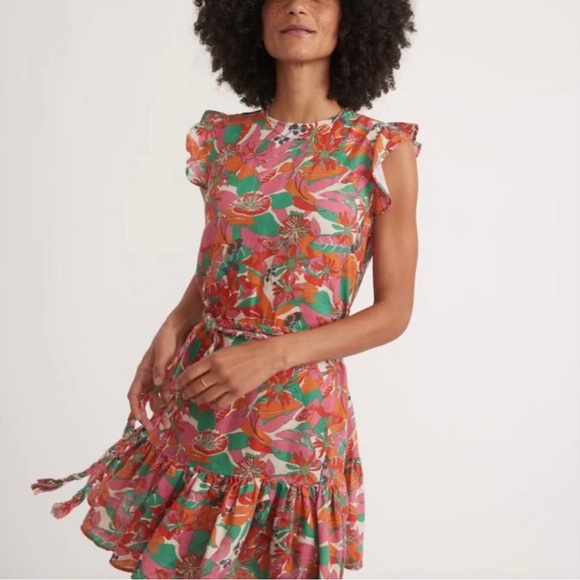 MARINE LAYER NWT Laney Mini‎ Dress Vintage Floral XL Women’s Tie Waist
